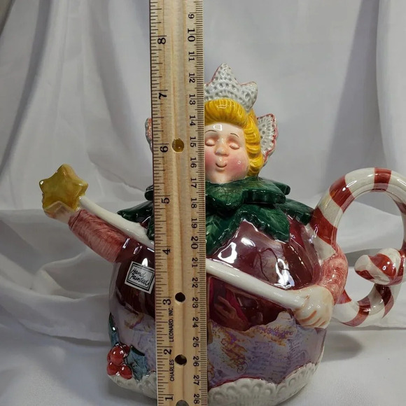 VTG Department 56 Sugar Plum Fairy Christmas Teapot Candy Cane Handle Dept 56 - Picture 9 of 11